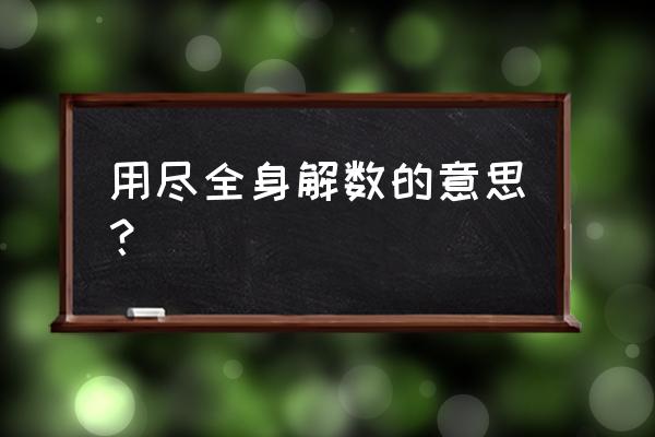 使出浑身解数的意思是什么 用尽全身解数的意思？