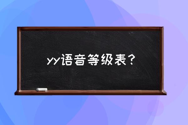 yy等级表最新 yy语音等级表？