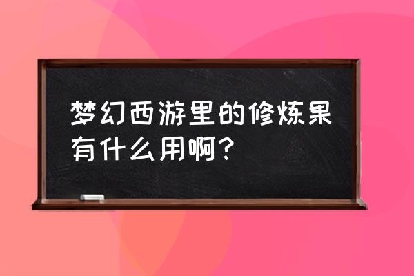 梦幻西游修炼果作用 梦幻西游里的修炼果有什么用啊？