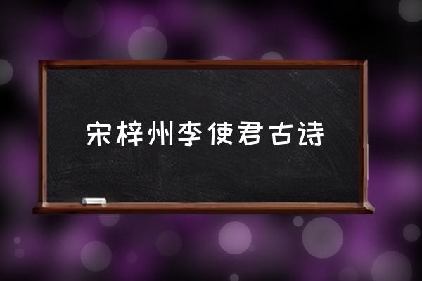 送梓州李使君之任 宋梓州李使君古诗