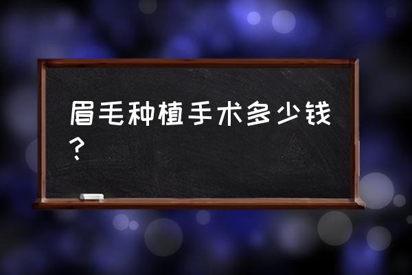 眉毛种植需要多少钱啊 眉毛种植手术多少钱？