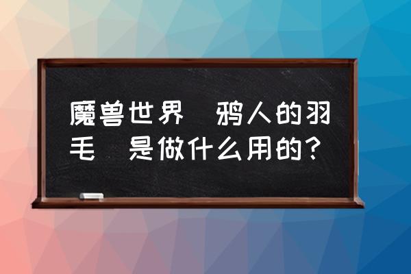 wow鸦人的羽毛 魔兽世界[鸦人的羽毛]是做什么用的？