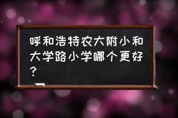 农大附小属于哪个区 呼和浩特农大附小和大学路小学哪个更好？