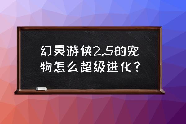 幻灵游侠online手游 幻灵游侠2.5的宠物怎么超级进化？