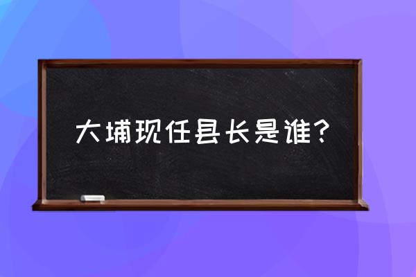 现任大埔籍最大的官 大埔现任县长是谁？