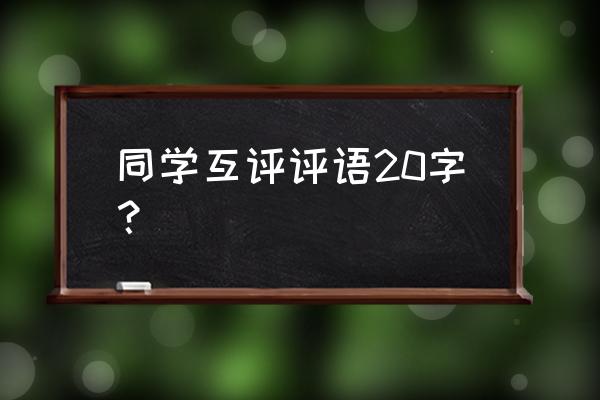 同学互评20字 同学互评评语20字？