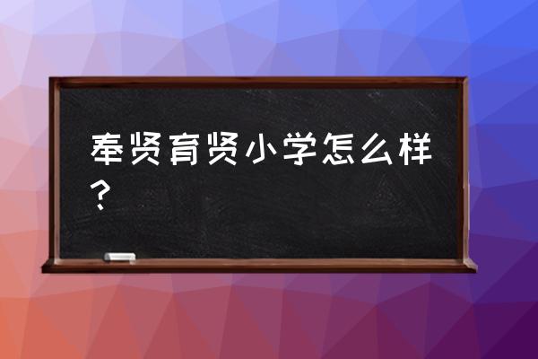 奉贤教育理念 奉贤育贤小学怎么样？