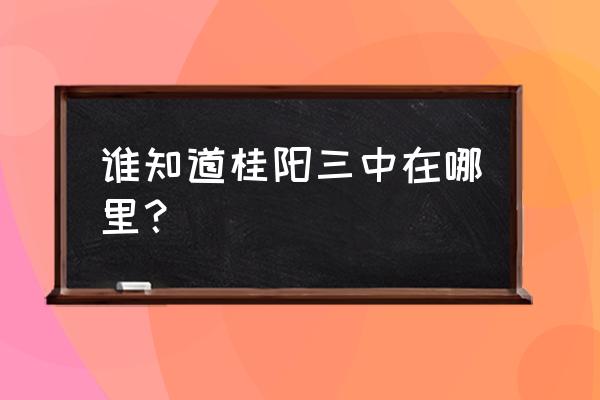 桂阳三中艺术节 谁知道桂阳三中在哪里？