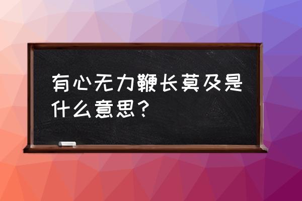 鞭长莫及的内涵意思 有心无力鞭长莫及是什么意思？