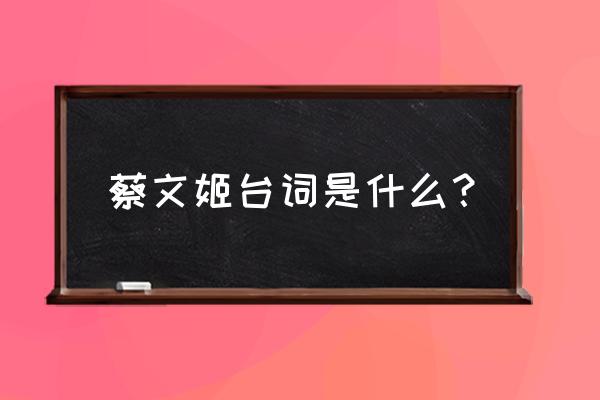 蔡文姬的台词全部 蔡文姬台词是什么？