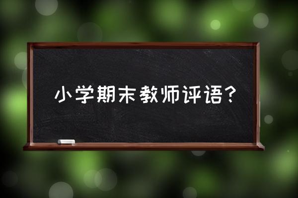 小学教师期末评语 小学期末教师评语？