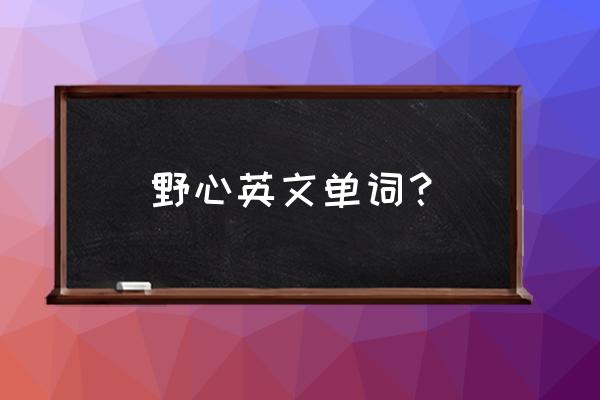 野心英文正确发音 野心英文单词？