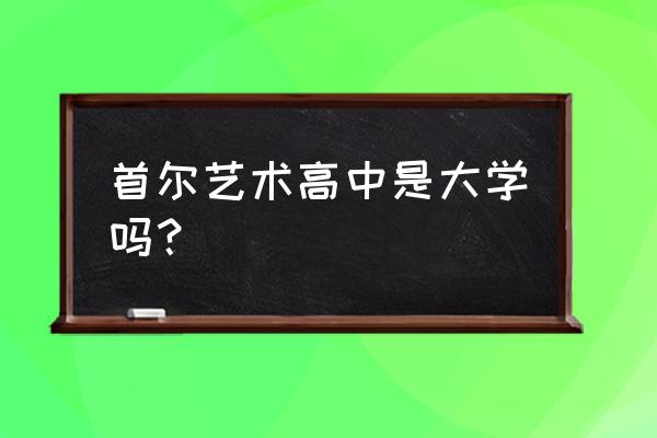 首尔表演艺术高中咨询 首尔艺术高中是大学吗？