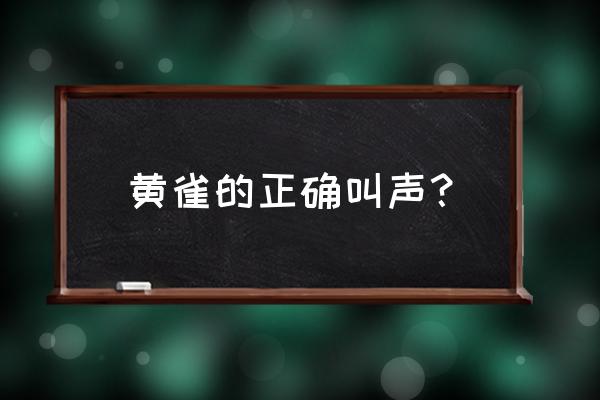 黄鸟叫声音频 黄雀的正确叫声？