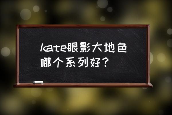 kate眼影哪个系列好用 kate眼影大地色哪个系列好？