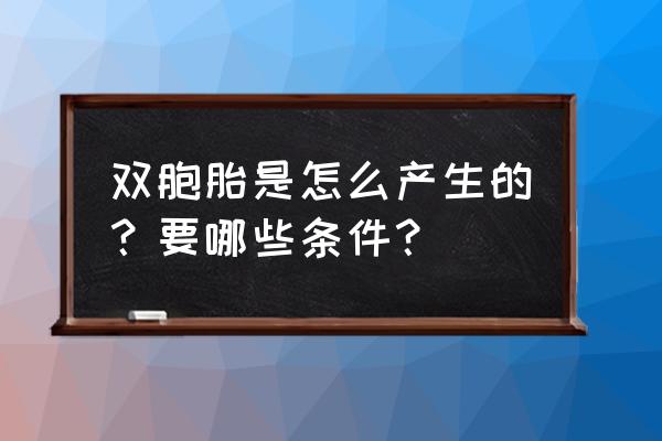 要怎么做才能怀上双胞胎 双胞胎是怎么产生的？要哪些条件？