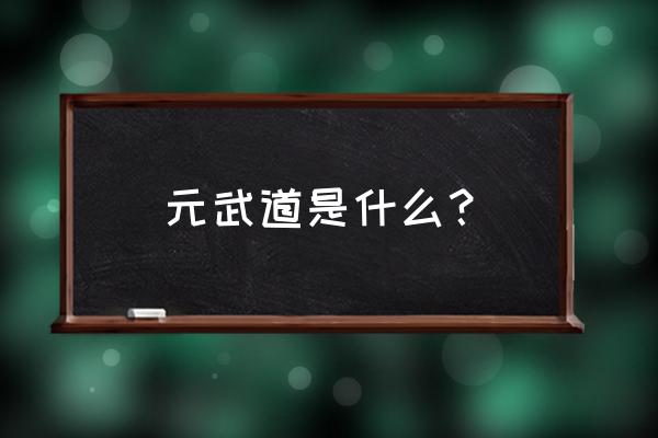 元武道是啥 元武道是什么？