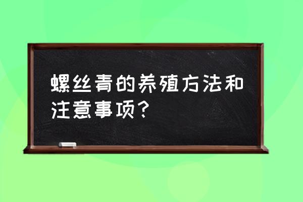 螺丝青养殖 螺丝青的养殖方法和注意事项？