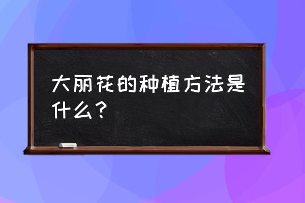 大丽花种植方法 大丽花的种植方法是什么？