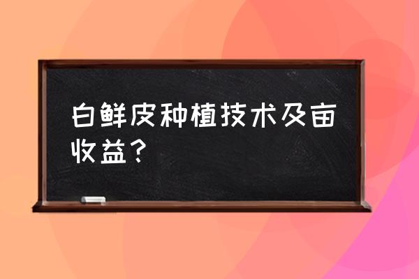 白鲜皮多少钱一斤 白鲜皮种植技术及亩收益？