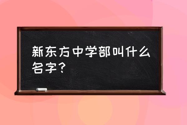 新东方优能中学部 新东方中学部叫什么名字？