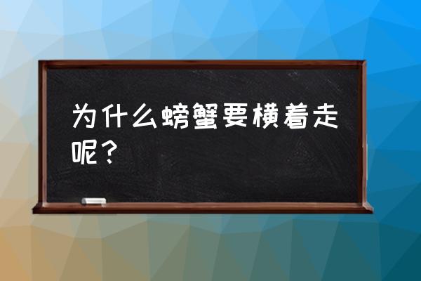 知道螃蟹为什么横着走吗 为什么螃蟹要横着走呢？