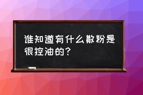 散粉排行榜前十名高端 谁知道有什么散粉是很控油的？