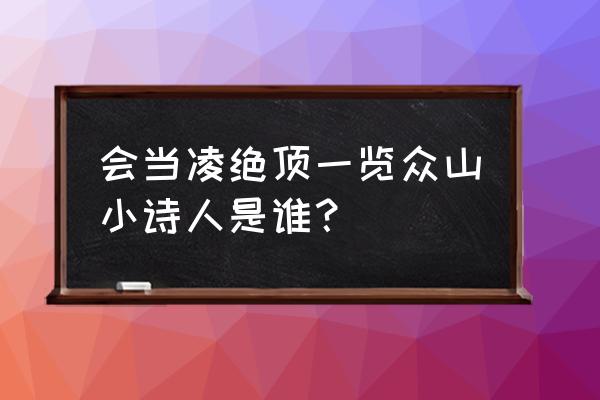 凌绝顶一览众山小的作者 会当凌绝顶一览众山小诗人是谁？