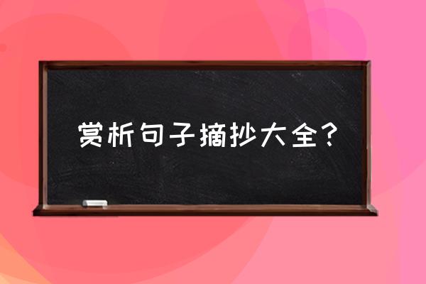 摘抄赏析好段 赏析句子摘抄大全？