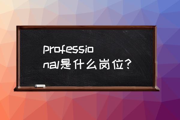 professional是什么意思啊 professional是什么岗位？