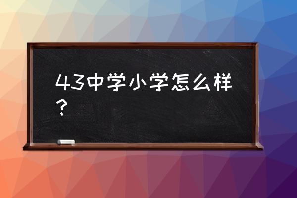 石家庄四十三中 43中学小学怎么样？