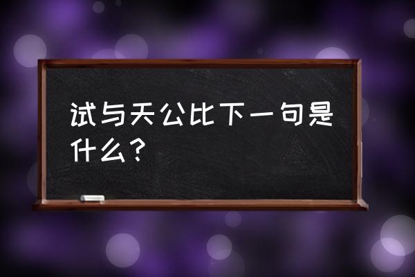 试与天比高 试与天公比下一句是什么？