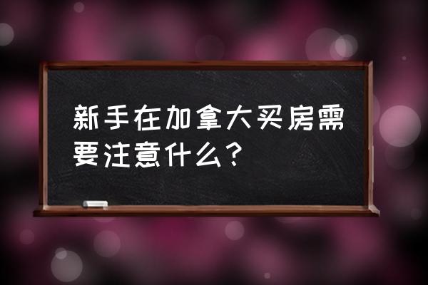 第一次去加拿大旅游需要注意什么 新手在加拿大买房需要注意什么？