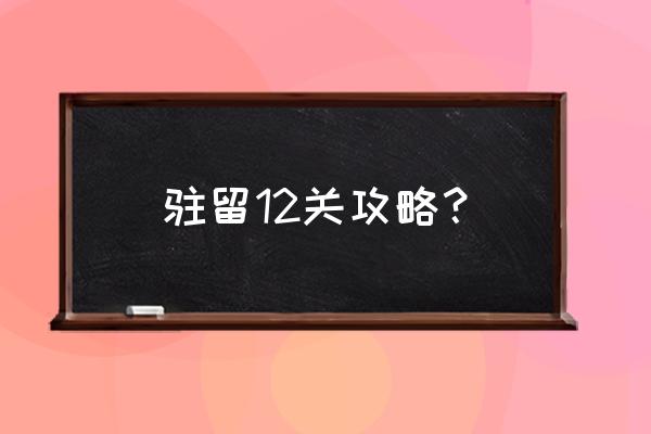 驻留游戏攻略 驻留12关攻略？